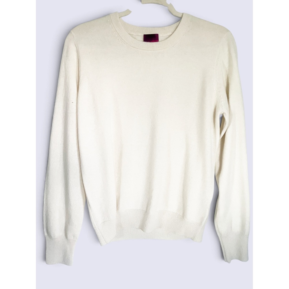 State Cashmere Ivory Crewneck Sweater Mongolian Cashmere Size Large Quiet Luxury